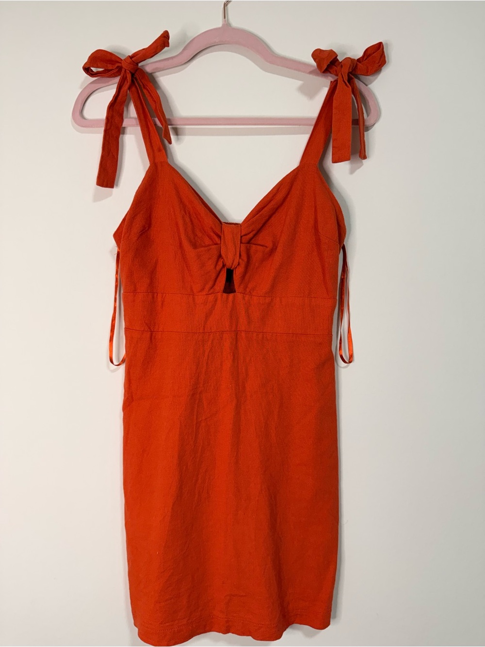 Beachy Orange Dress Monteau Orange Tie-Shoulder Mini Dress
